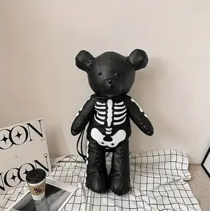 Gothic Skeleton Bear Backpack Punk Designer Backpacks for women and men