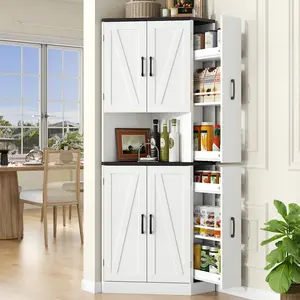 68"Tall Corner Cabinet,Kitchen Pantry Storage Cabinet with Hidden Drawer,Freestanding Kitchen Hutch Cabinet with Doors and Shelves,Tall Food Pantry Cabinet Farmhouse Furniture for Dining Room