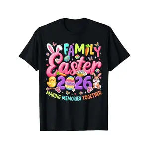 Family Easter 2026 Easter Women Men T-Shirt - Summer Short Sleeve Tee, For Daily Wear & Holiday Gifts, Birthday Party, Easter, Mother'S Day, Father'S Day Gifts