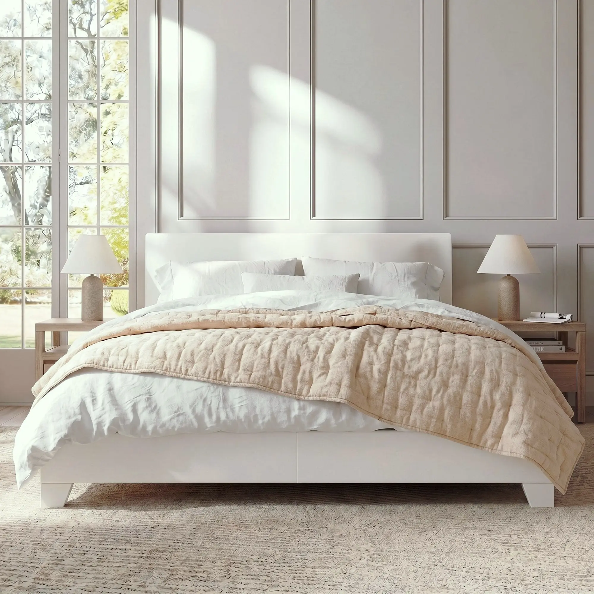 SHA CERLIN PU Leather Upholstered Platform Bed Frame with Adjustable Headboard, Low-Profile Minimalist Design, Strong Mattress Support, No Box Spring Needed