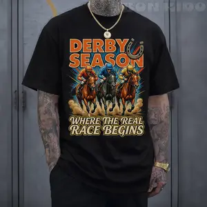 100% Cotton Funny Horse Racing Jockey Racer Derby Rider Race Track Gifts T-Shirt