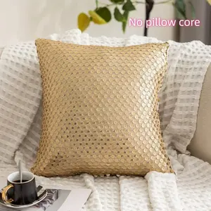 Blingbling Plush Sequins Pillow Cover, Luxurious Soft Fabric, Universal Fit for Bedroom Sofa Car Seat, Easy Care Home Decor Essential