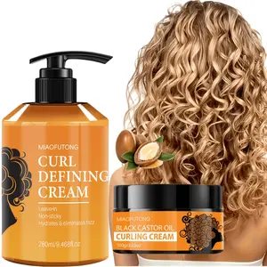 Two-piece curl styling care set: includes 280 ml Moroccan curl-setting cream and 100 g marang curl cream. Suitable for curly hair—hydrates, adds volume, enhances curl definition, and provides elasticity. Unisex leave-in conditioner.