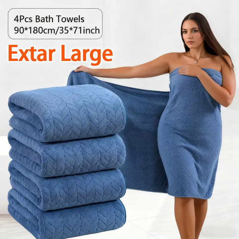 4Pcs Bath Towels 90x180cm/35x71inch Extra Large Soft and Absorbent for Daily Use