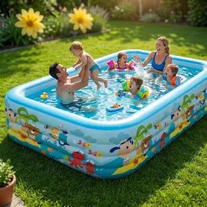 Large, heightened, and thickened 3/4-layer inflatable swimming pool for families and children. Perfect for summer water park activities, children, adults, and families. Ideal for backyards, patios, and outdoor spaces. A top choice for children's gifts.