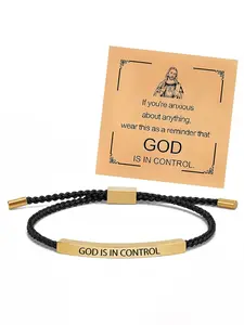 Customizable Engraved Bracelet, Adjustable Braided Bangle, Perfect Gift for Friends and Family, Ideal for Festive Occasions