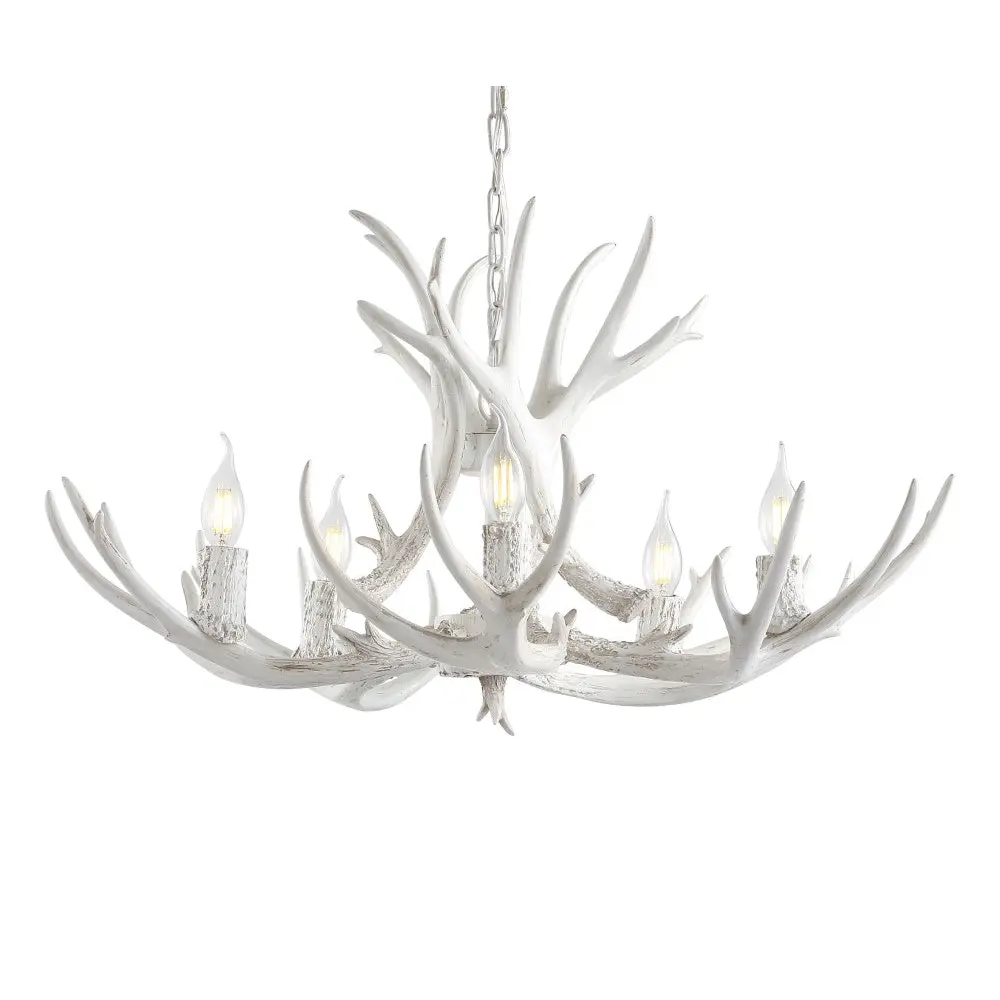 Eldora Rustic Farmhouse Adjustable Resin Antler LED Chandelier Eldora Rustic Farmhouse Adjustable Resin Antler LED Chandelier