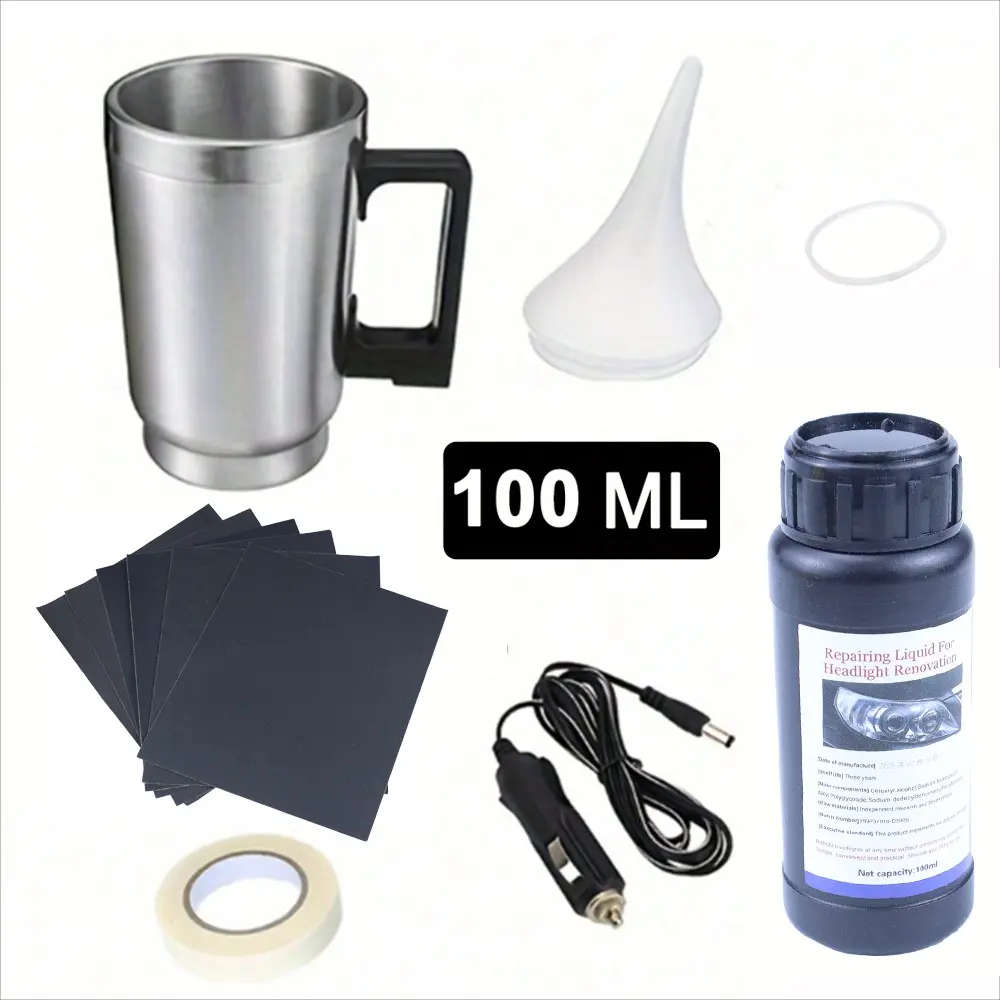 100ML/200ML Car Headlight Restoration Kit, Yellowed Lens Oxidation Repair Liquid, Stainless Steel Material, Vehicle Lighting Care Tools Set