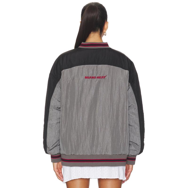 Terez x REVOLVE Miami Heat Double Yoke Bomber in Black & Grey
