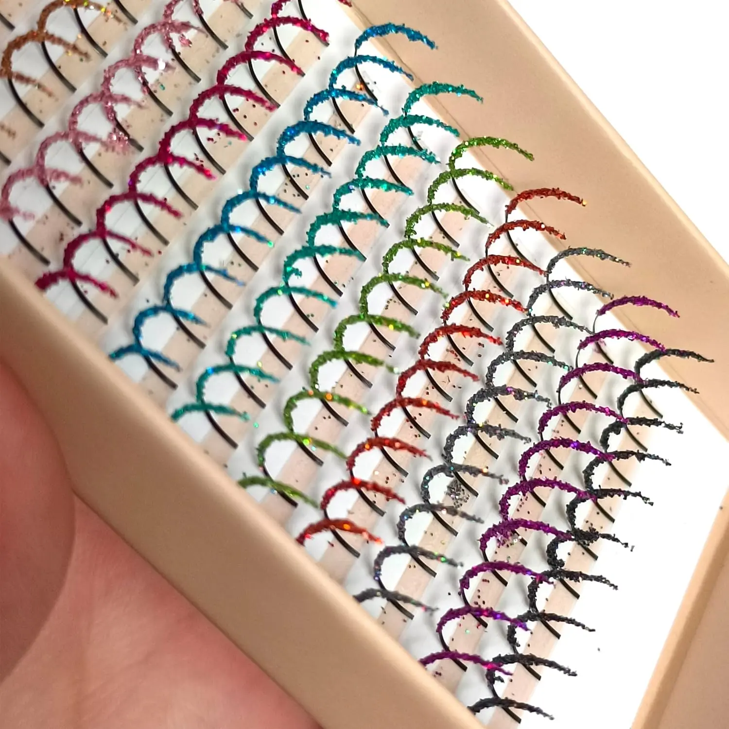 Glitter Lash Extensions Laser 12 Colored Mix Spike Eyelash Extension Professional Supplies 15mm 0.20 D  Makeup Cosmetic Eyelashes Extensions Volumized Natural