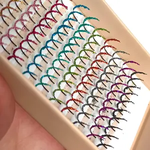Glitter Lash Extensions Laser 12 Colored Mix Spike Eyelash Extension Professional Supplies 15mm 0.20 D  Makeup Cosmetic Eyelashes Extensions Volumized Natural
