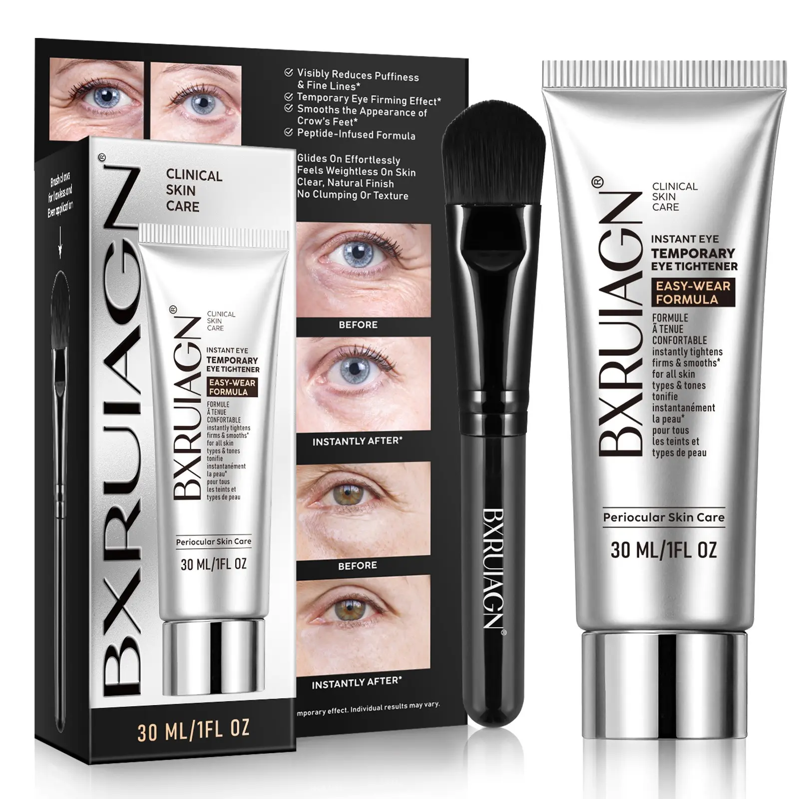 BXRUIAGN Temporary Eye Firming Cream: Quickly hydrates and improves the eye area, smoothing and tightening the eye region, Eye Bag Treatment, Hydrating Eye Treatments, Easy to apply makeup, no powder caking, Suitable for all skin types
