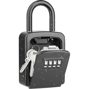Key Lock Box Wall Mounted, [5  Capacity]  Portable Lock box for House Key, Resettable Outdoor Lock Box,  Key Safe Storage Lock Box for  Garage Office, 1Pack Black