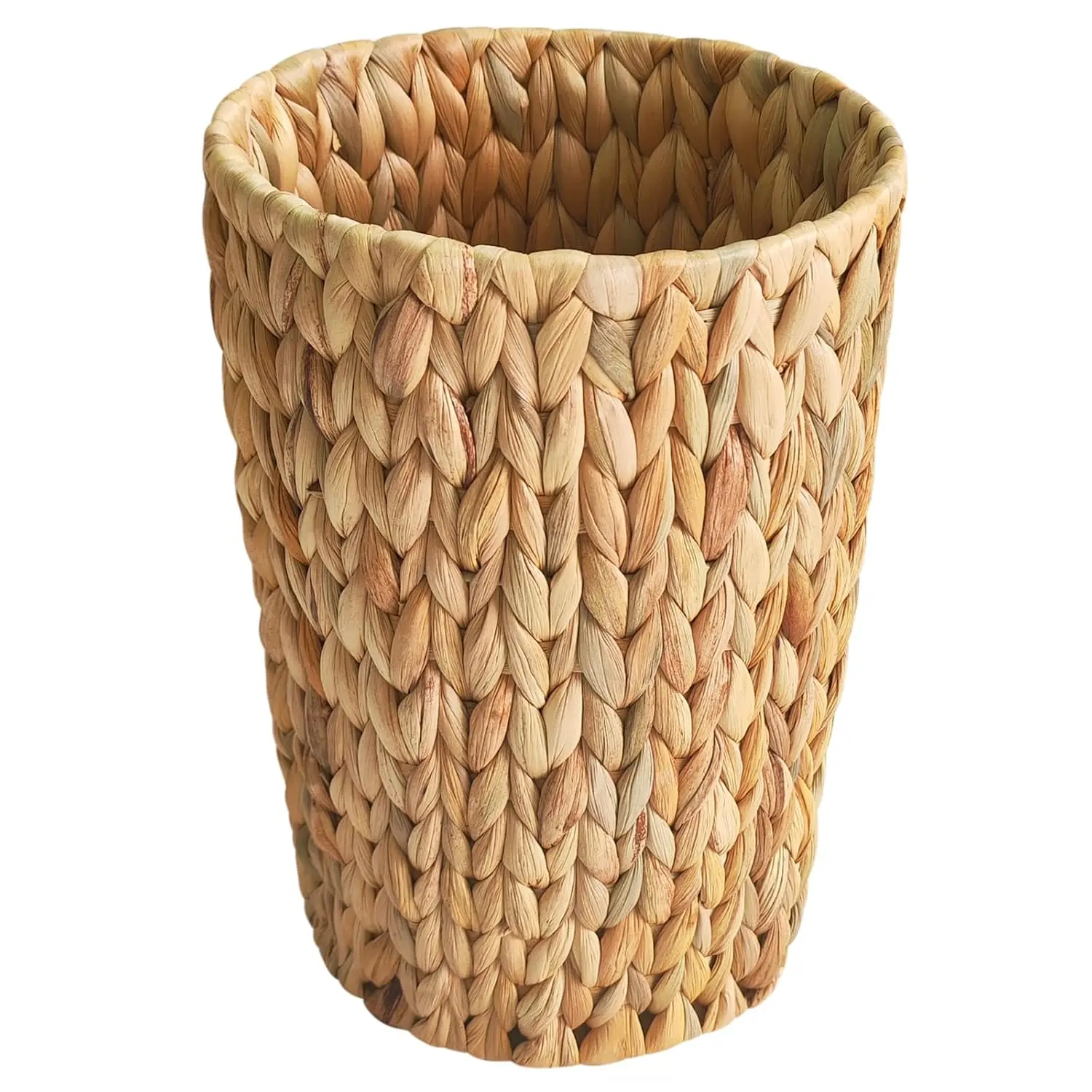 Wicker Trash Can, Small Bathroom Trash Can, Water Hyacinth Wicker Waste Basket for Bathroom, Boho Waste Basket for Bedroom, Home Office, Compact Spaces