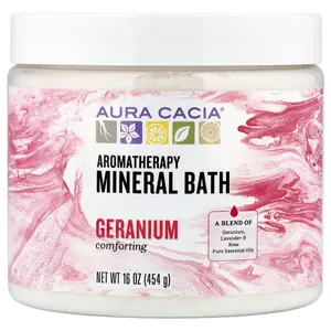 Aura Cacia Aromatherapy Mineral Bath, Comforting Geranium, 16 oz (454 g)