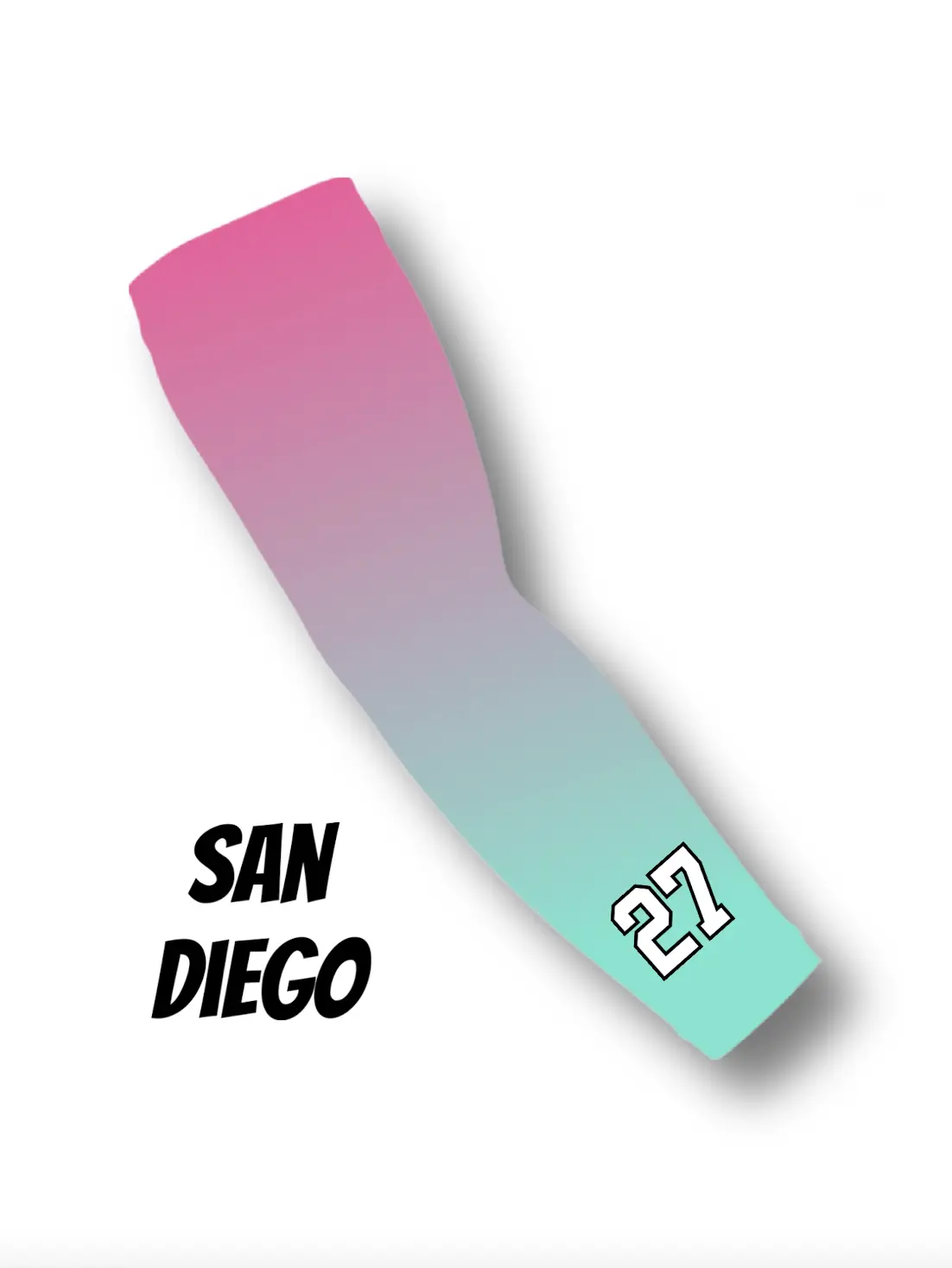 San Diego Pink & Mint Green Arm Sleeve + Custom Number Baseball Football Basketball