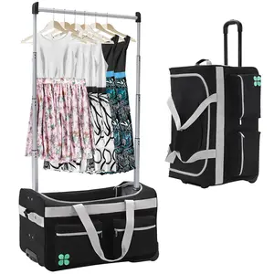 Naudacaa 28" Dance Bag with Garment Rack, Collapsible Rolling Duffel with Wheels – Dance Travel Bag for Competitions, Shows, and Performances