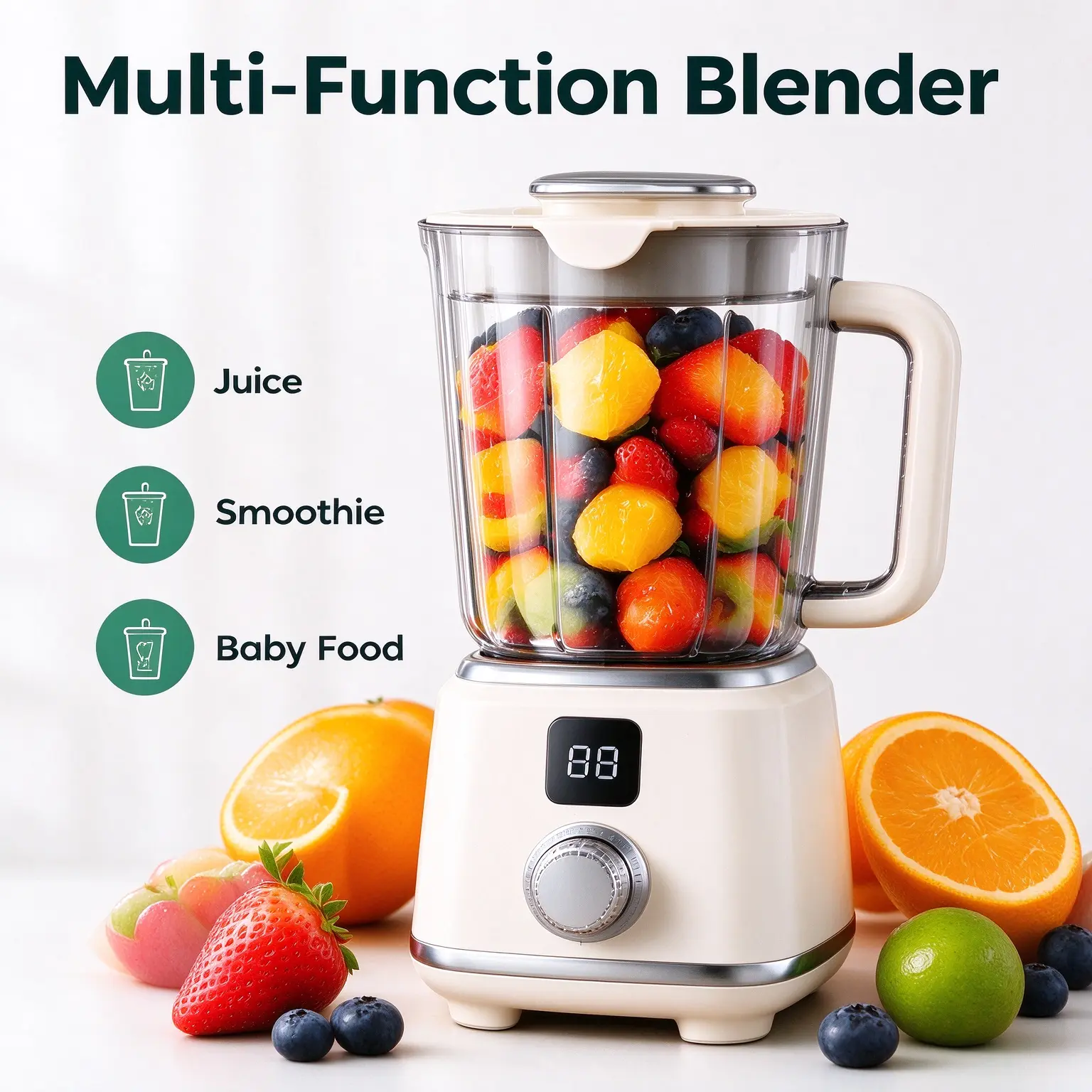 600ML Multi-Function Blender for Juice Smoothie & Baby Food Preparation  with Stainless Steel Blades, Drink Mixer for Home, Office & Holiday Entertaining