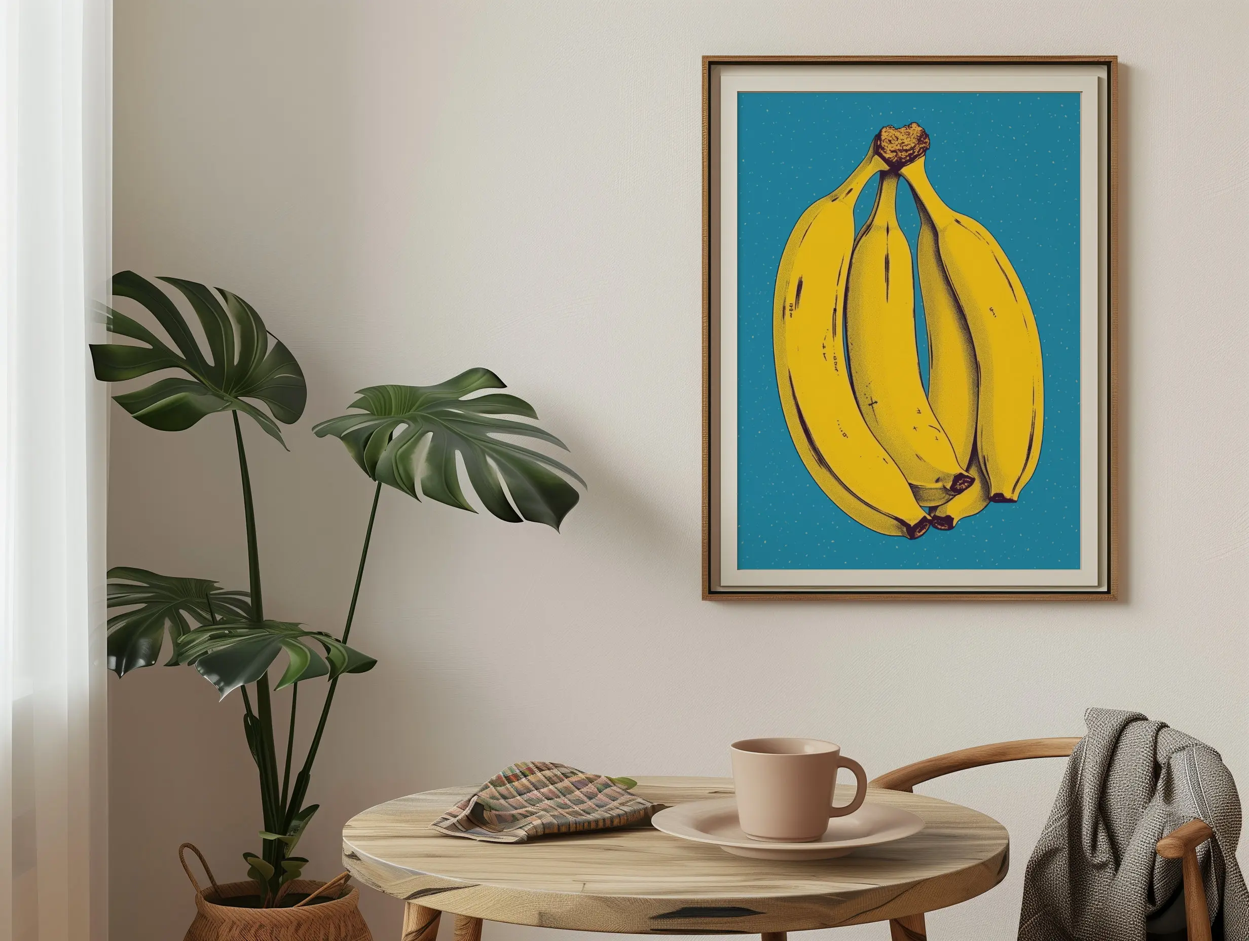 Retro Bananas Poster - Vintage Banana Illustration Art Print - Fun Kitchen Wall Art - Colorful Home Decor - Matte Photo Room Decoration