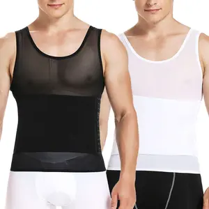 CATTIBOR Men's Mesh Shapewear Tank Top,Menswear Mesh Tummy Control Vest,Breathable High Elasticity Seamless Sport Compression Vest Men Underwear Sleeveless Shir