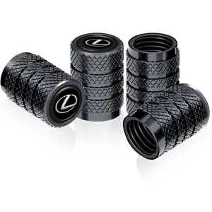 4 Pack Black Tire Valve Stem Cap Cover Fit Lexus RX ES GS LS NX RS GX LX RC LC RX350 is250 GX460 Corrosion Resistant Passenger Car Automotive Alloy Valve Stem CapsUniversal Aluminum Alloy Valve Caps