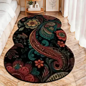 Abstract Floral Style Velvet Irregular Rug, Non-Slip Design, Suitable for Bedroom/living Room/bathroom, All Seasons