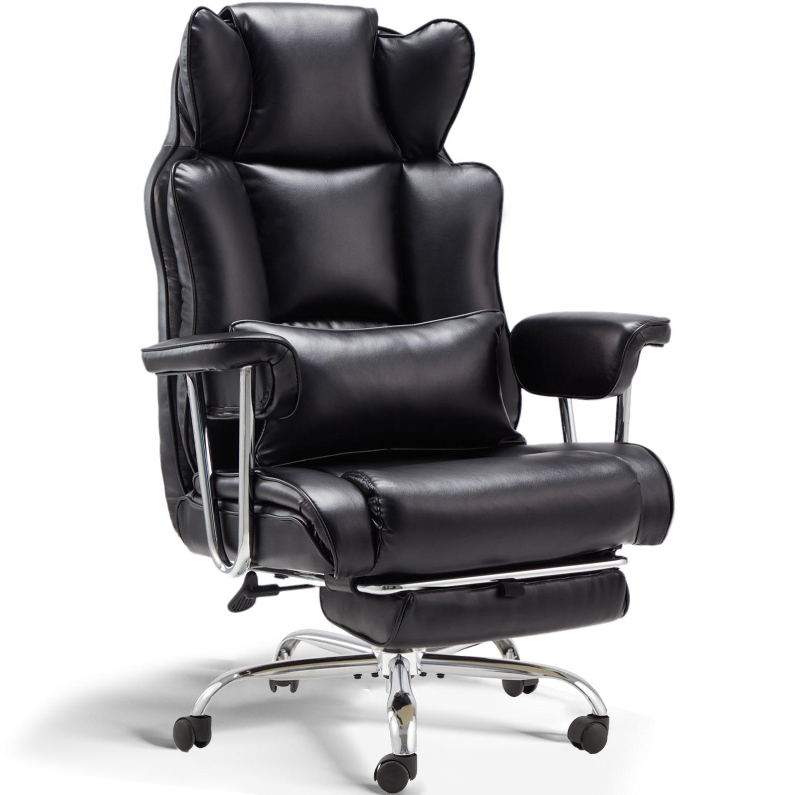 Upgarde Big and Tall Office Chair with Foot Rest Comfortable Executive Reclining Office Chair Large Leather Chair with A