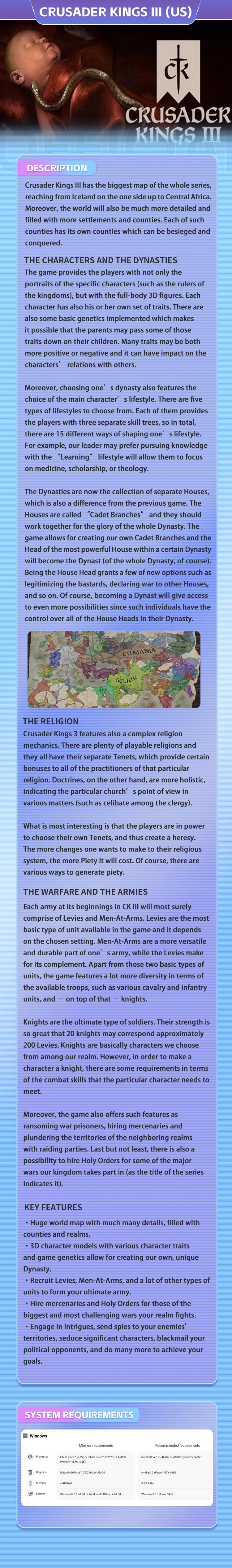 Crusader Kings III（US）Steam Genuine Key - Crimson Desert Activation Code Included