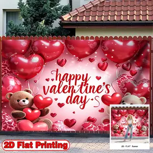 2D flat Wallpaper-like Banner, Party Decorations Banners, 1pc Valentine's Day Party Theme - Party Photography Backdrop Fabric - Large Hanging, No Power Required, Easy-to-hang, Polyester Fabric, Printing, Suitable for Holiday Parties and Home Decorat