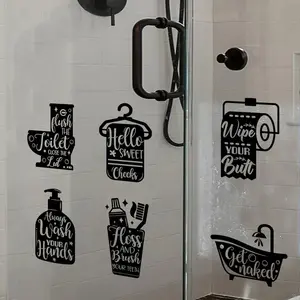 Bathroom Decorative Sticker, Creative Pattern Bathroom Sticker, Self Adhesive Wall Decal, Decorative Sticker for Home Bathroom, Bathroom Decorations
