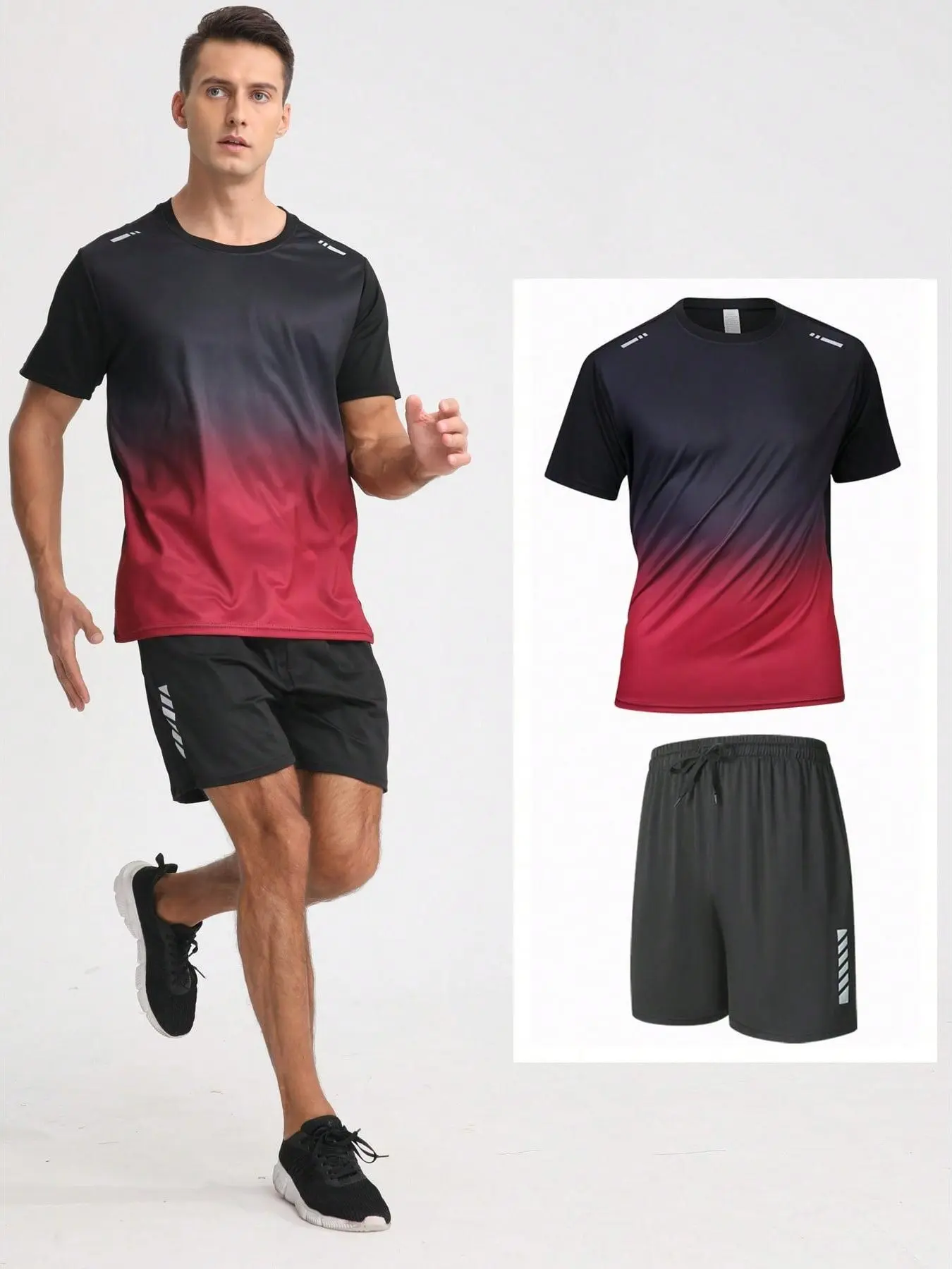 Boyfriend Style Men Quick-Dry Short-Sleeved T-Shirt And Shorts Summer Fitness Soccer Training Clothes Sportswear Equip Boyfriend Style Ment Set Workout Sets Boyfriend Style Men Two Pieces Outfits