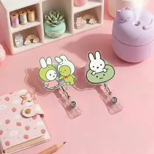 Aesthetic Smiski And Miffy Crossover Acrylic Badge Reel Cute Nurse Gift Medical Accessories