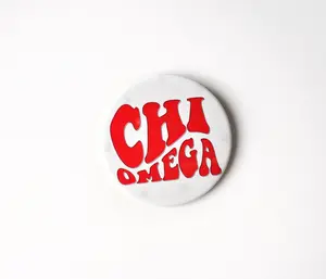 Chi Omega Groovy Star Button - White