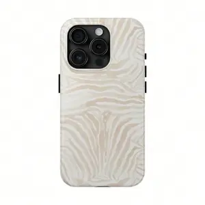 Beige Zebra Print Phone Case - Durable, shockproof, waterproof, smooth surface, elegant abstract sturdy case, suitable for iPhone. Fits iPhone 17/16/15/14/13/12/11/X/XS/XS Max, an ideal holiday gift for friends, family, and yourself.