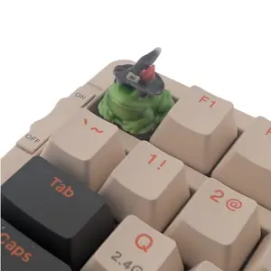 Witch Frog Artisan Keycap, Full Color Resin Keycap for Mechanical Keyboards, Chubby Design with Wide-Brimmed Witch Hat & Red Accent Band, Perfect Gift for Frog Lovers & Witchy Aesthetics Fans