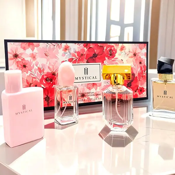MYSTICAL Women's Perfume Set 30ml×4 Infused With Natural Essential Oils Floral Fruity Musk Pheromone Notes For Daily Office Dating Party & Gifts perfect birthday gift Women's Fresh Fragrance Set great holiday gift portable travel size different flavor