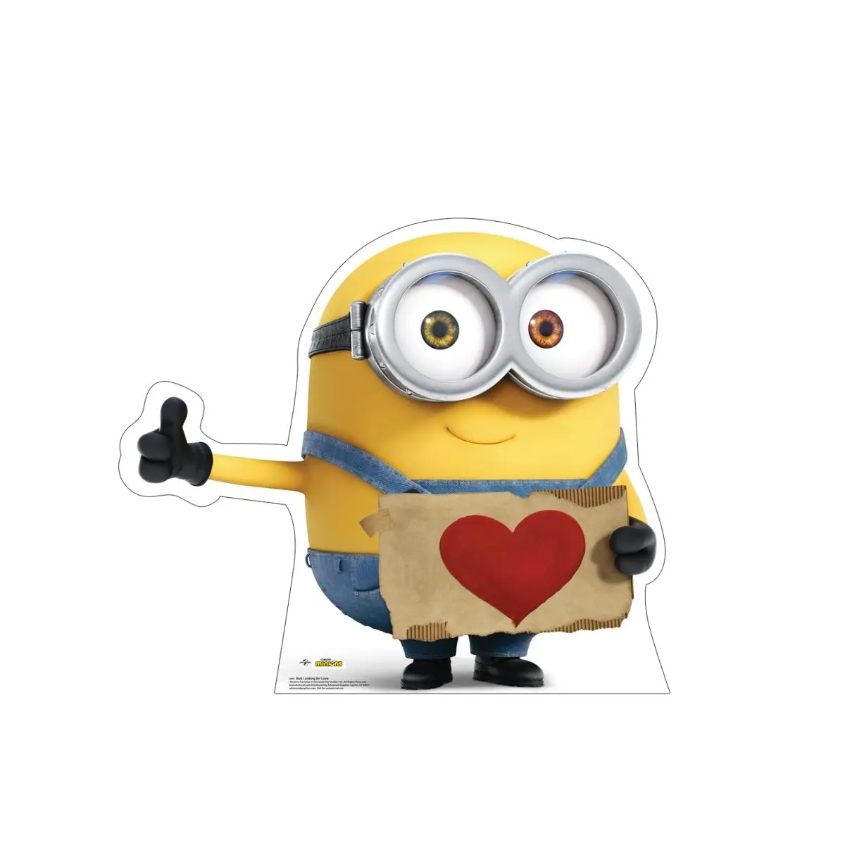 212 MAIN Lifesize Single-Side Minions Bob Looking for Love Cartoon Cardboard Cutout - 34"x30", Part 3, Easy Install, Valentine’s Day Home Decor, Party Photo Prop