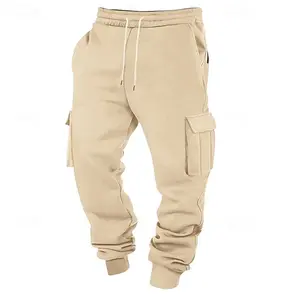2025Men's Solid Loose Fit Cargo Pants with Multiple Flap Pockets, Casual And Classic Sweatpants for Sports And Outdoors Activities, for Winter & Fall