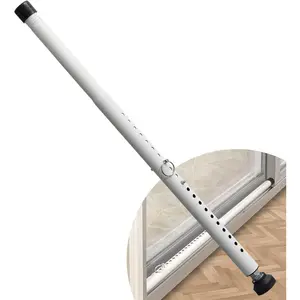 Heavy Duty Adjustable Sliding Door Security Bar 17.7-50.5inch 1inch Diameter Patio Door Lock Bar with Rubber Tips, Window Security Bar for Home Apartment Travel Children Women White
