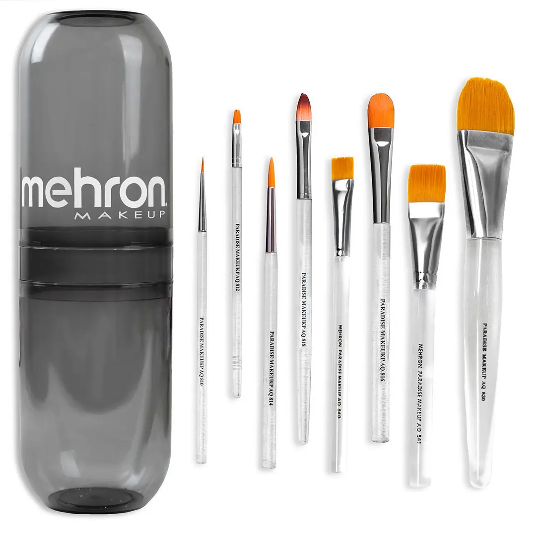 Mehron Paradise Makeup AQ Brush Set and Brush Holder