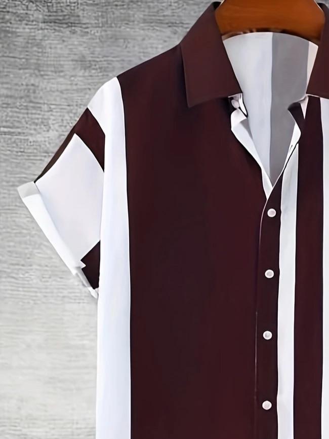 Fashionable and comfortable men's beach vacation printed short sleeved pants set; festival gift