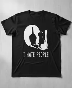 I Hate People Cat T-Shirt, Funny Cat Sarcasm Shirt, Introvert Humor Graphic Tee, Dark Aesthetic Unisex Shirt