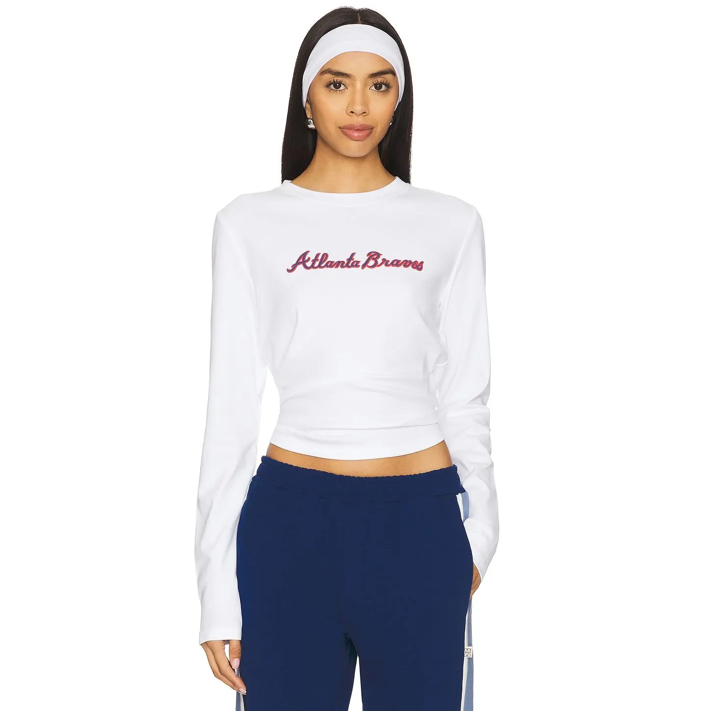 Terez x REVOLVE Atlanta Braves Long Sleeve Baby Tee in White