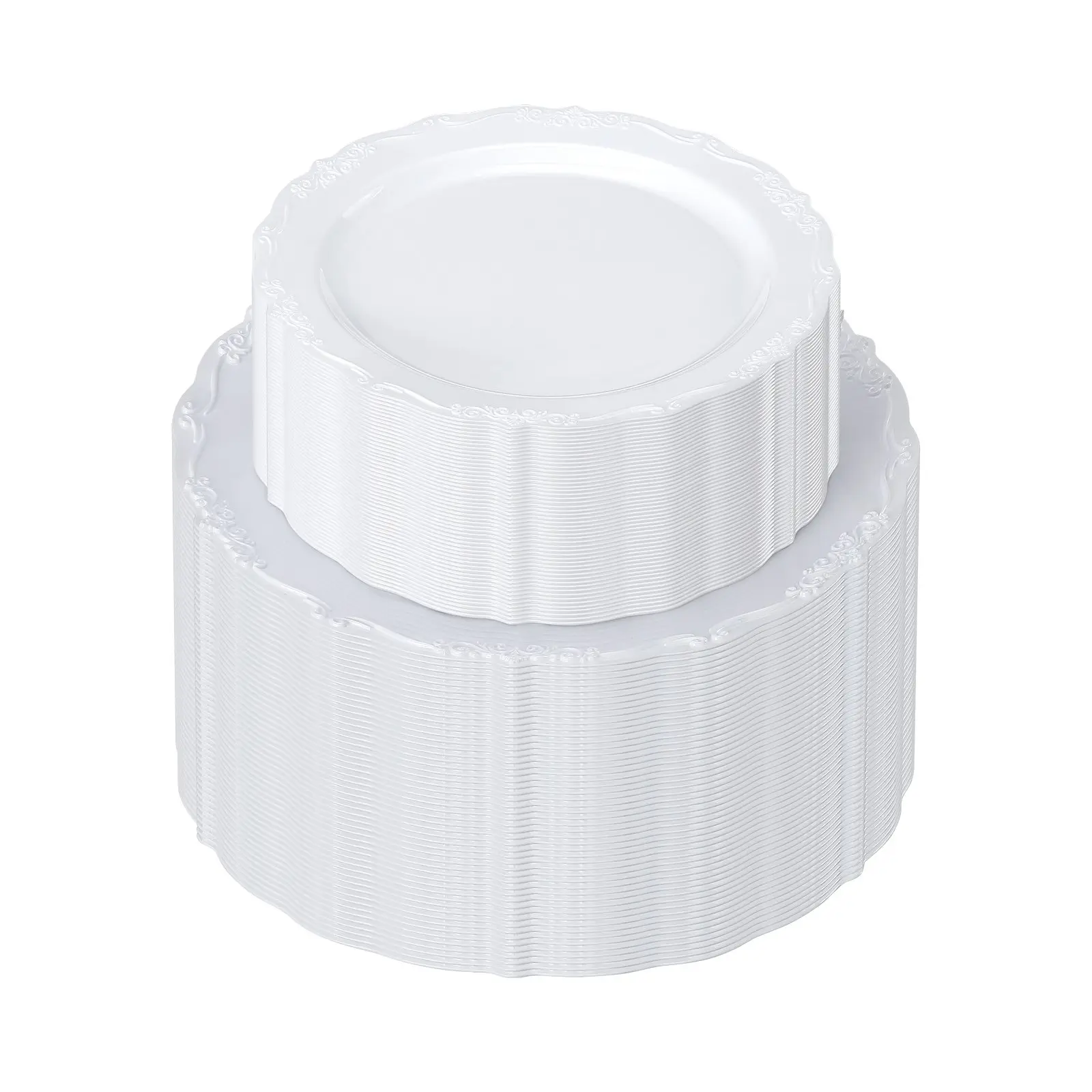 【DealsForYouDays】VEVOR Plastic Disposable Plates 100 Pcs White Plastic Plates Heavy Duty Dinner Dessert, Party Supplies, Disposable Dinnerware, Disposable Dinnerware Set, Elegant Plastic Plates