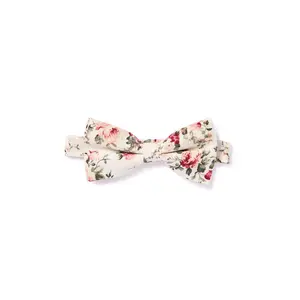 Shabby Chic Floral Bow Tie - Ivory