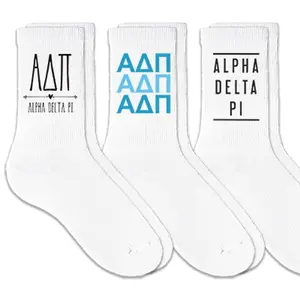 Sorority Cotton Crew Socks 3 Pair Set Bundle