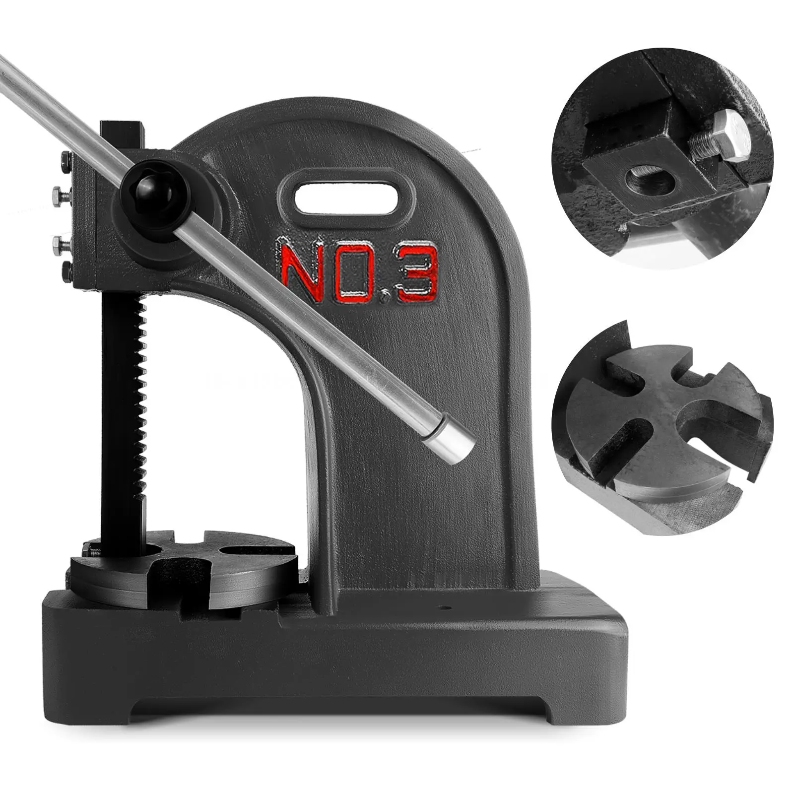 3 Ton Arbor Press, Heavy Duty Benchtop Manual Metal Press with 12" Height & Detachable Base, Bearing Installation Tool for Riveting, Punching, Garage Workshop & Metalworking  , 3-Ton Precision