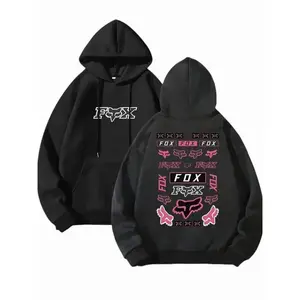 Fox-Themed Trendy Hoodie, Casual Long Sleeve Fitted Design, Cotton Blend Fabric, Fall & Winter Wear, Street Fashion Essential
