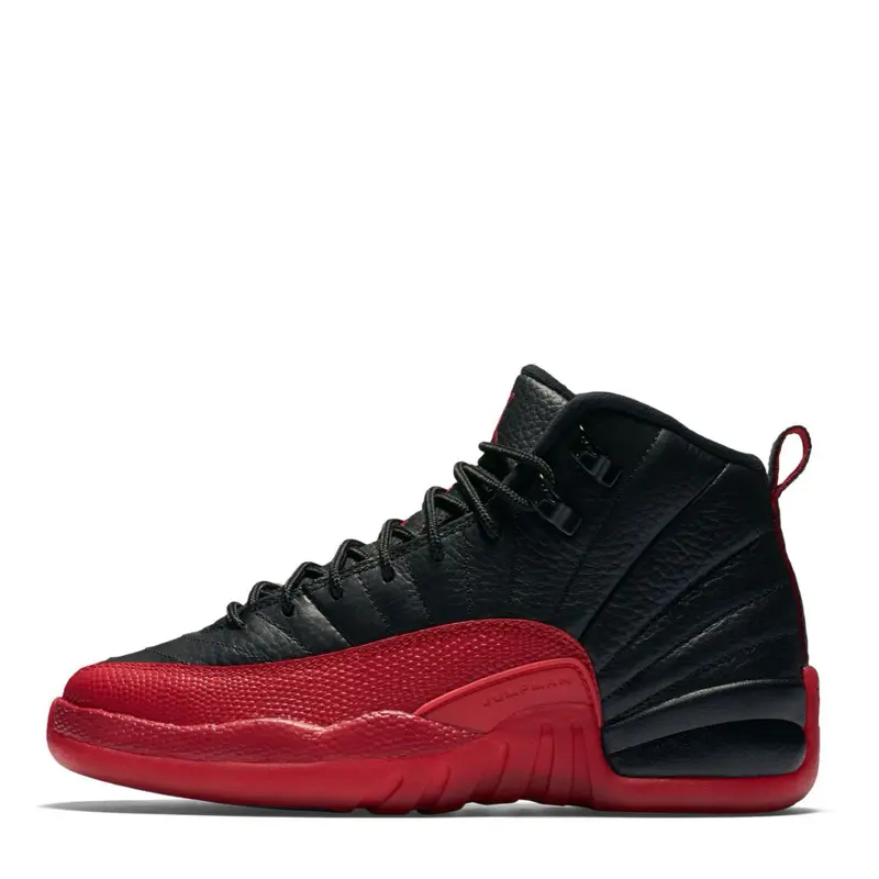 NIKE Air Jordan 12 Retro 'Flu Game' 2025 (GS) Shoes | Premium Leather with Signature Stitching & Responsive Cushioning in Iconic Black & Varsity Red, Grade School Sizing, Iconic Black And Varsity Red, Youth, Collectors, Sneakerheads