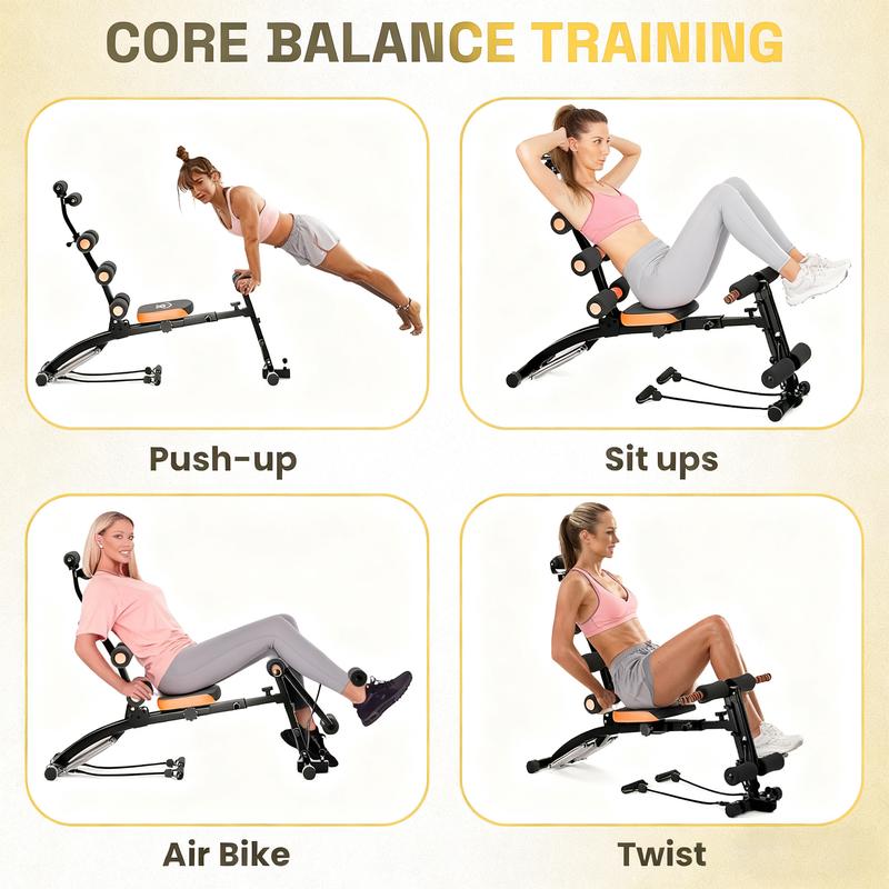 7-in-1 Adjustable Ab Workout Bench for Home Gym – Multi-Functional Sit Up Bench & Ab Crunch Trainer with Leg Extension, Pedals & 360° Rotation Seat – Core, Abs, Arms, Legs & Glutes Training Equipment